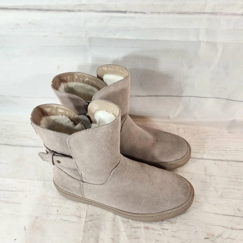 Jambu Boots Waterproof Beige Suede Fur‎ Lined Winter - Women's Size 8